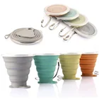 Portable Silicone Collapsible Travel Cup Silicone Folding Camping Cup with Lids