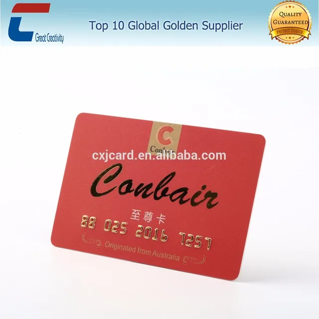 embossed number pvc card /custom shape plastic gift cards