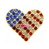 Wholesale 26mm Gold Color Heart hsape July 4th Crystal Rhinestone Pendant Necklace Charms