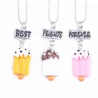 Friends Best Friends Forever Necklace Silver Tone Beautiful Colorful Ice-cream Stick 2 Charm BFF Necklace Children's Day Gift