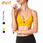 Solid Colors Sports Wear Design Brand Nylon Womens Custom Crop Top Slim Straps Crossback Athletic Vest Hot Yoga Bras