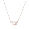 Rose Gold Plating Stainless Steel LOVE Brooch Safety Pin Necklace For Female