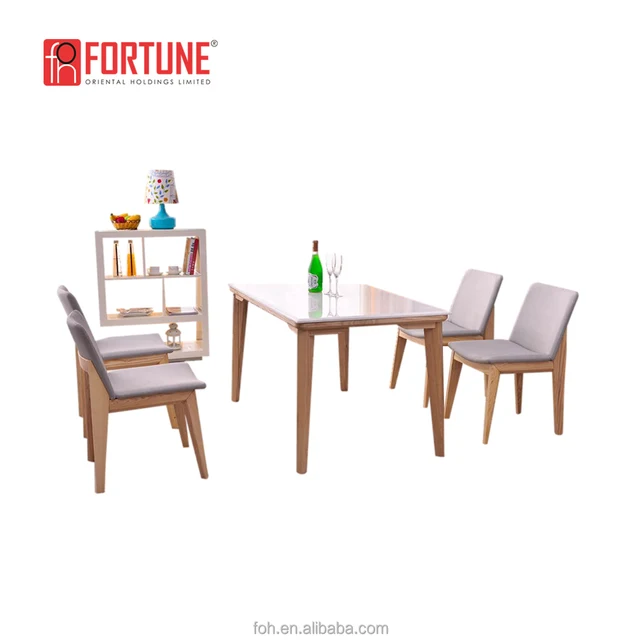 Modern 4 seat cafe furniture grey color wood chair and four leg dining table (FOH-17007TY)