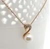 Popular graceful crystal jewelry necklace elegant swan white pearl necklaces designs