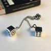 CH New Chrome 925 Silver Jewelry Double Dice Hearts Earring