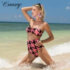 CS1053 One Piece AliExpress No Steel Ring Printed Bow Bra Split Swimsuit Sexy Bikini For Women