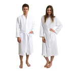 Custom Logo White 100% Cotton Kimono Collar Bridal Bride Bathrobe