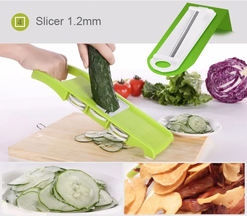 Mandoline Slicer With 6 Interchangeable Stainless Steel Blades, Vegetable Grater
