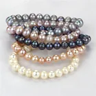 8mm A potato 5 color white&pink&purple&gray&black natural freshwater pearl bracelet set