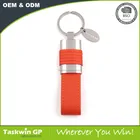 Custom Promotional High Quality Orange Metal Leather Keychain