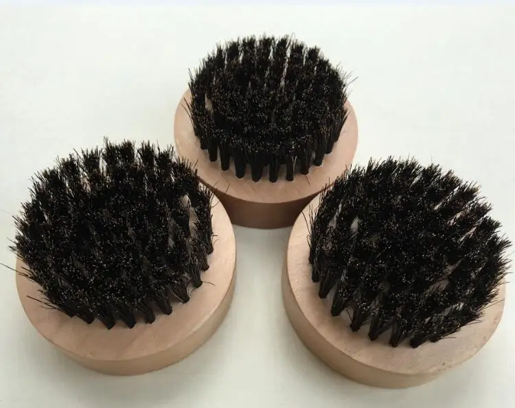 Black Wild Boar Bristle brush round wooden handle for Men shaving brush wooden carving can be logo