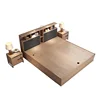 modern design wood double bed and night table from China furniture factory