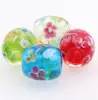 20mm Oval Floral Flower Glass Lampwork Beads Wholesale for 925 Silver European Charms