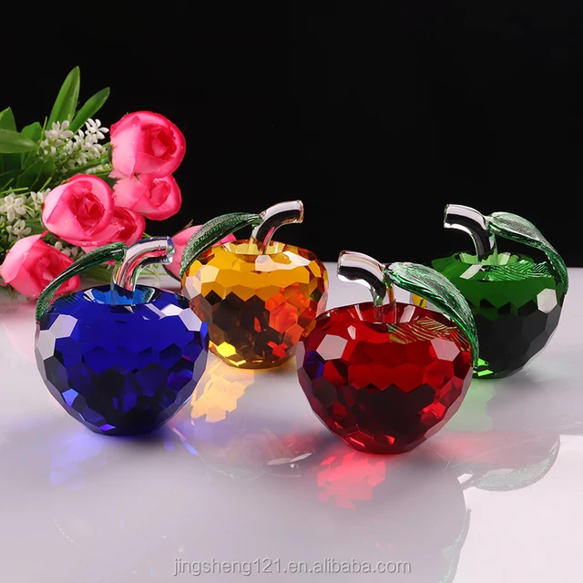 crystal gift items crystal fruit green apple glass