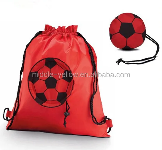 promotional cheap football shaped gift polyester drawstring bag