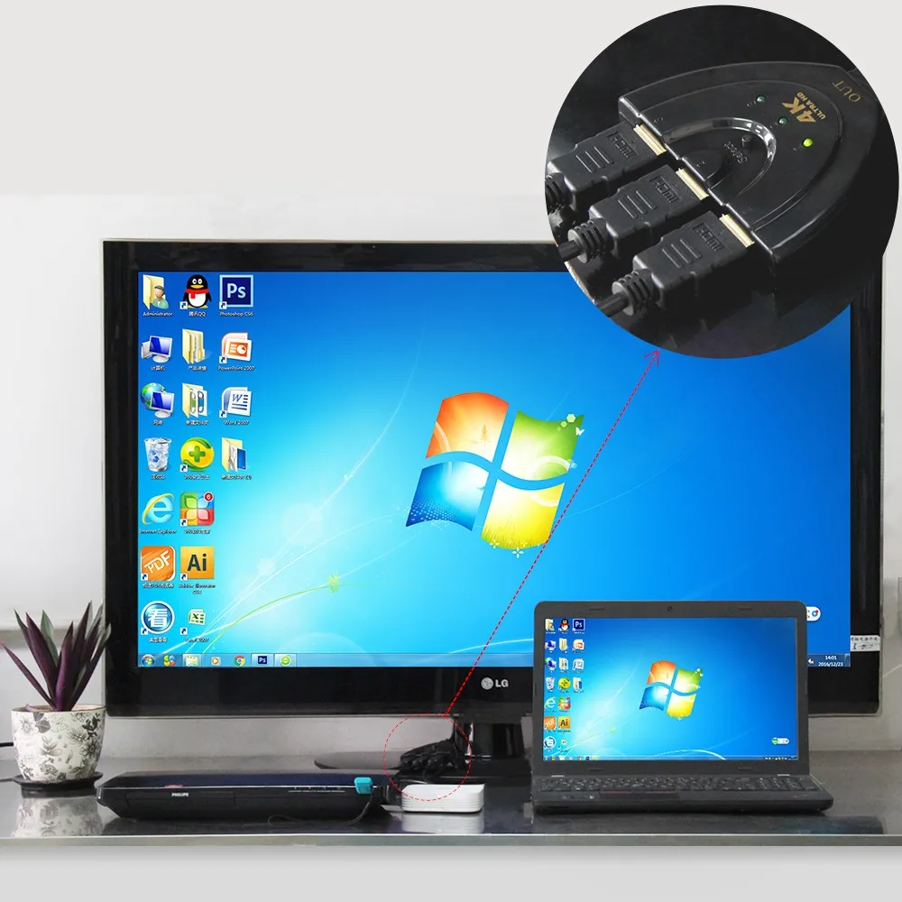 1080P 3 to 1 Pigtail HDMI Switch 3 in 1 out HDMI Switcher