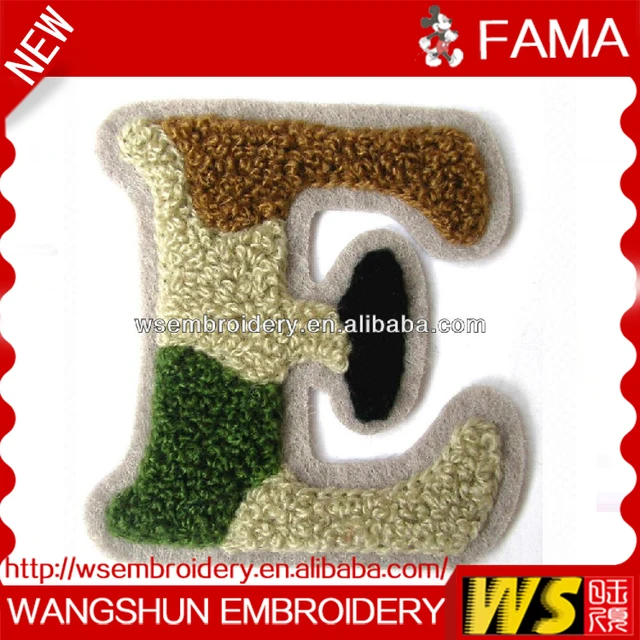 2016 Wholesale Cheap Custom Beautiful Letter Chenille Embroidery Embroidered Patches