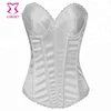 Corzzet White Satin Korsett Para Mujer Gothic Corselet Victorian Cincher Corset Costume Bustier with Fashionable Vintage Look