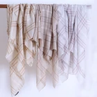 Gray Plaid Travel Scarf Thin Featherlight Mongolia Cashmere Shawl