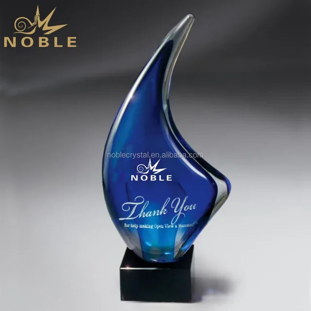 indigo art glass award craft desktop gift glass trophy with