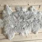 luxuriously silky fur Mongolian lamb fur Tan sheepskin hides area rug throws