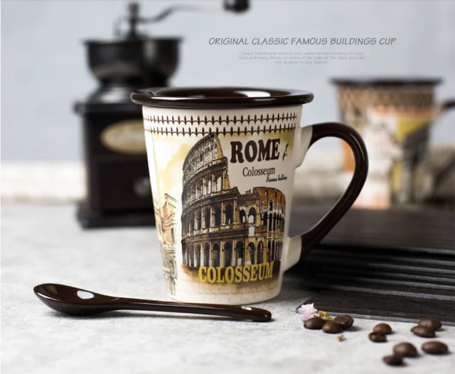 wholesale ceramic souvenir mug, custom travel mug ceramic coffee