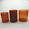Wholesale Wedding Favors Painted Handmade Blown Borosilicate Brown Color Glass Candle Vintage Glass Container