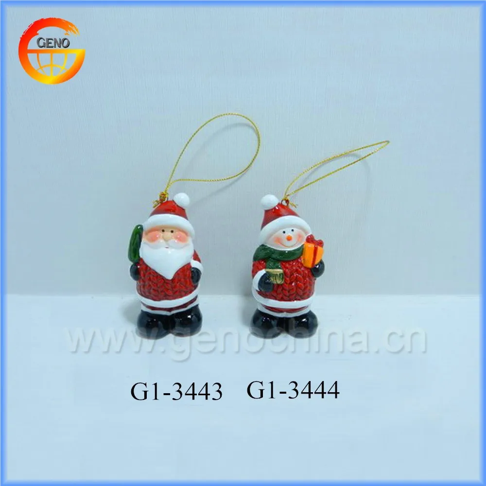 hanging christmas ceramic snowman, ceramic santa claus figurine