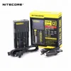 NITECORE i2 intellicharger EU AU UK US plug E-cigarette AAA Li-ion 16340 RCR123A 18650 battery Charger Car Adapter