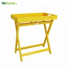Wood small Snack serving Tray Table with folding leg