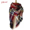 Custom logo women winter new long jacquard cashmere wool scarf plaid pashmina hijab blanket shawl scarf
