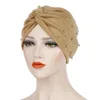 Candy-colored nail bead turban Pure-colored bead wrap cap Muslim headscarf cap in stock