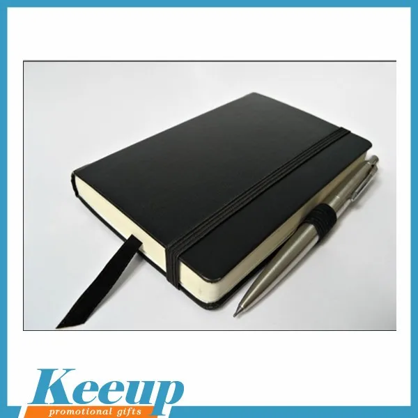 stationery gifts black hardcover pu notebook with elasic band