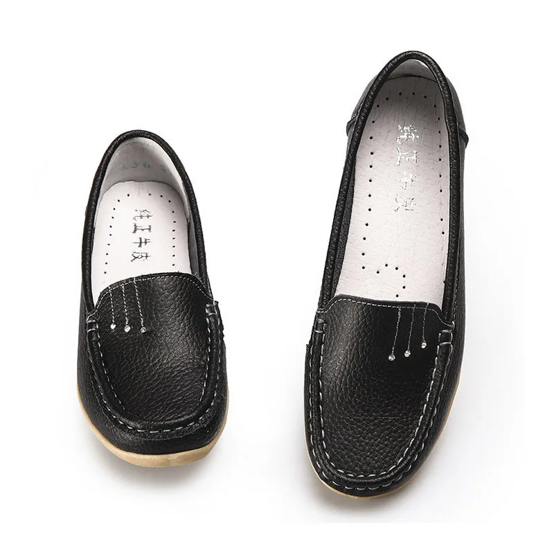 Genuine Leather Women Flats Shoes 2015 New 3 Colour Summer Casual Shoes Ship-On Round Toe Walking Comfortable Loafers Hot Sale
