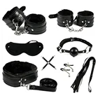 Sex Shop BDSM 8PCS Leather Black Bondage Restraint Slaves Sex Toys Bondage Kit for Couple Game