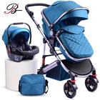 New 2018 Baby Stroller 3 In 1 For 0-3 Years Baby Prams With Removable Shopping Basket