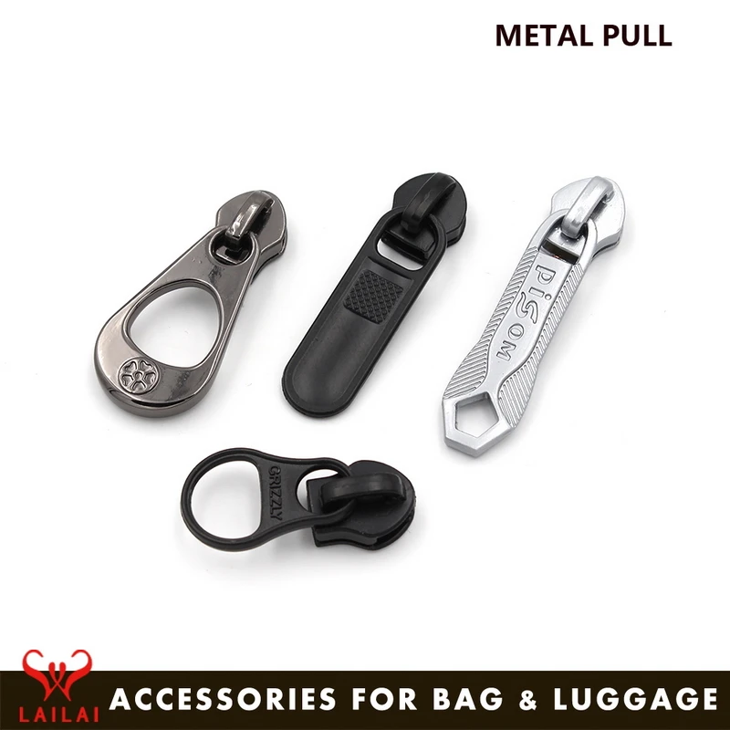 Fancy cloth bag pvc plastic wholesale zipper pulls locking custom metal zipper pull