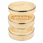Wholesale Food Bamboo Steamer with Stainless Steel Banding
