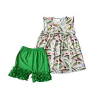 Boutique baby clothes sleeveless fish printed remake girls outfit summer wholesale children's clothing