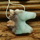 carved amazonite pendant horse bead horse carving jewelry necklace charm alloy pendant
