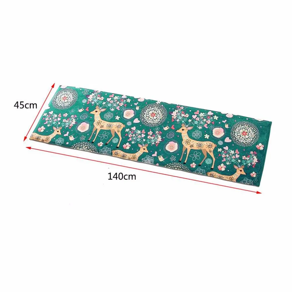 Comfortable Blue Deer Flowers Patterns Sofa Bedroom Carpet Environmental Protection Non-Slip Living Room Rug Home Use