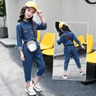 New products girls cotton fabric denim clothing jeans 2 piece set clothes kids
