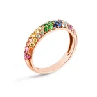 Micro pave eternity band jewelry wholesale rainbow gemstone dome ring