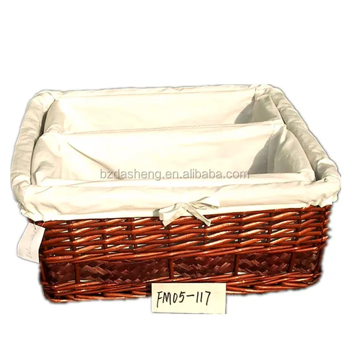 set of 3 high quality art woven food storage wicker basket with