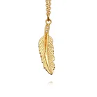 18K gold cubic zirconia feather fashion jewelry necklace