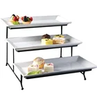 Restaurant tableware rimmed 12 inch rectangle serving platters white party plate set
