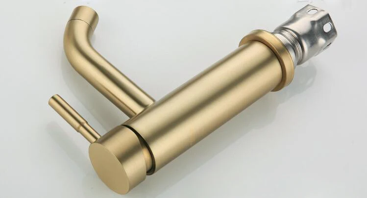 Stainless Steel Brushed Gold Bathroom Faucet Mixer Basin Tap