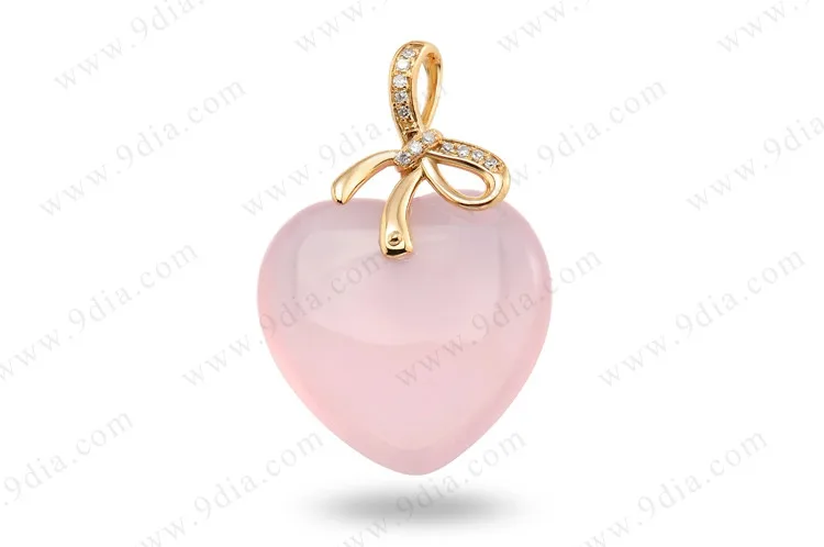 rock crystal heart shape 14k rose gold custom jewelry crystal