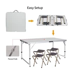 Outdoor Foldable Adjustable Picnic Folding Table and Chair with 4 Chairs