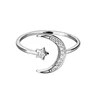 Fashion Open Diamond set moon ring with five-pointed star